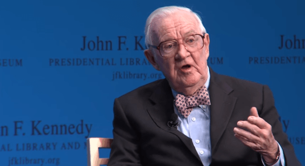Retired Supreme Court Justice John Paul Stevens speaking at the John F. Kennedy Presidential library