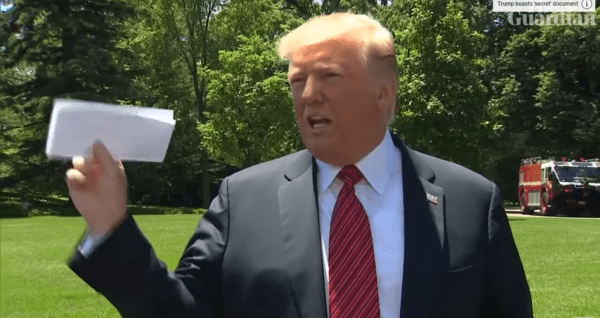 President Donald Trump speaking against gun control