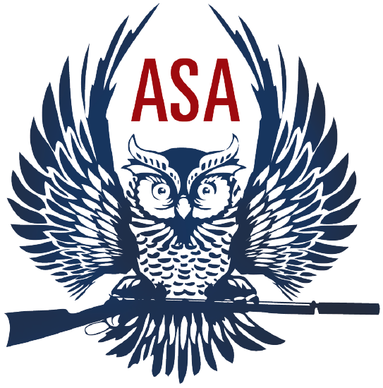 American Supressor Association winged owl holding a musket logo speaking about the new ATF Director