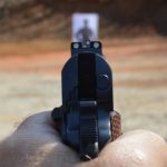 Sight picture of the Remington R1 1911 pistol