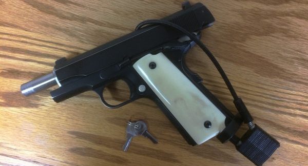 1911 pistol with gun lock