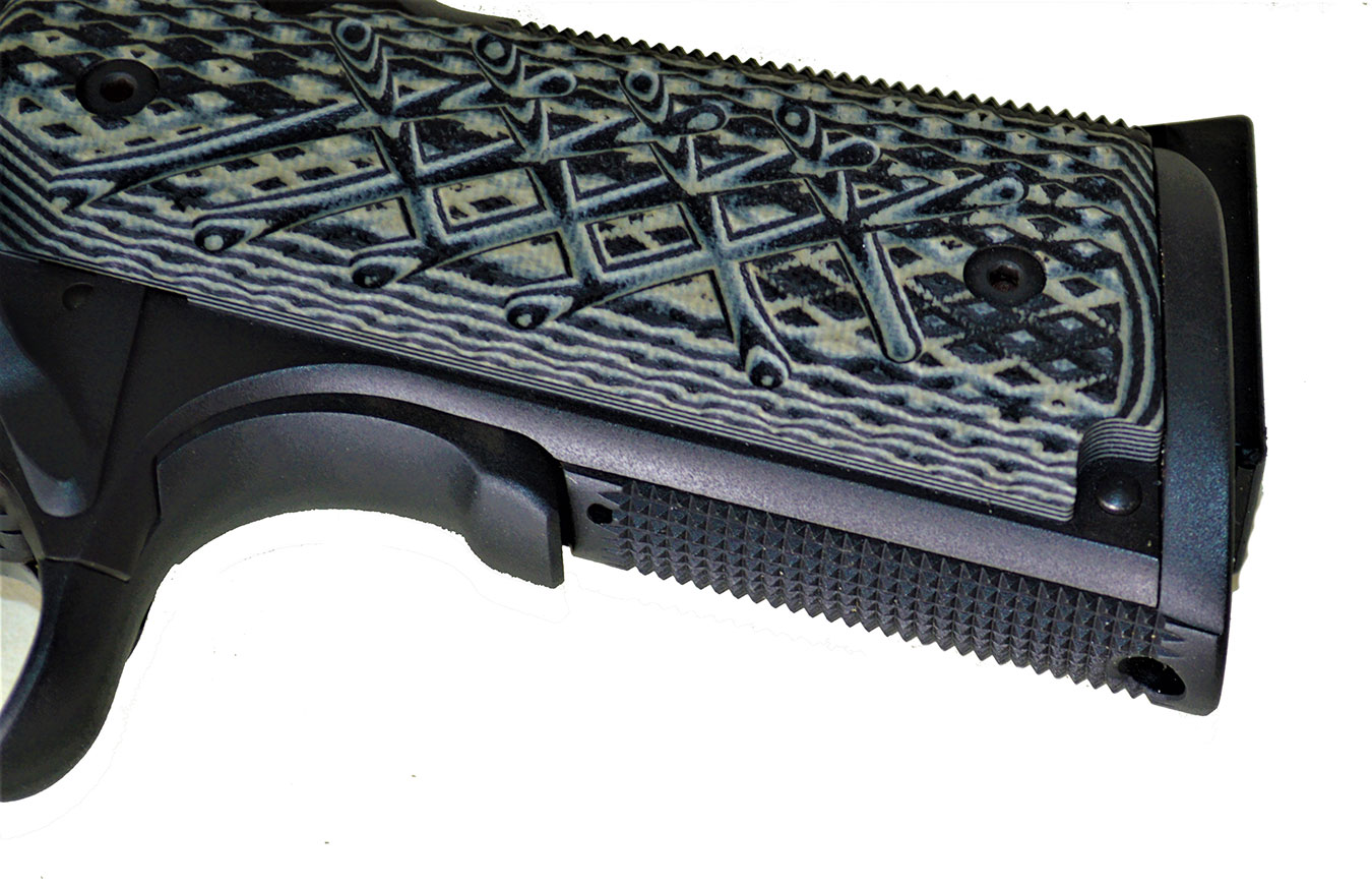 Checkered mainspring housing