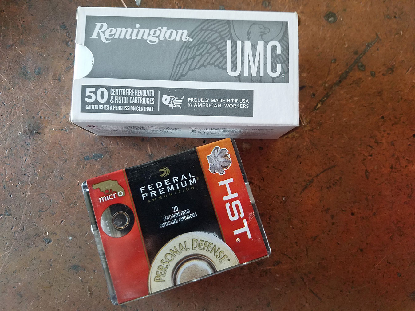 Federal HST ammunition box and Remington UMC Ammunition box