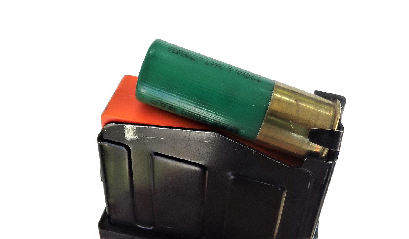 Remington 870 DM shotgun magazine loaded with one shell