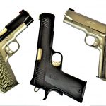 Left to right: 9mm, 10mm and .45 pistols from Kimber.