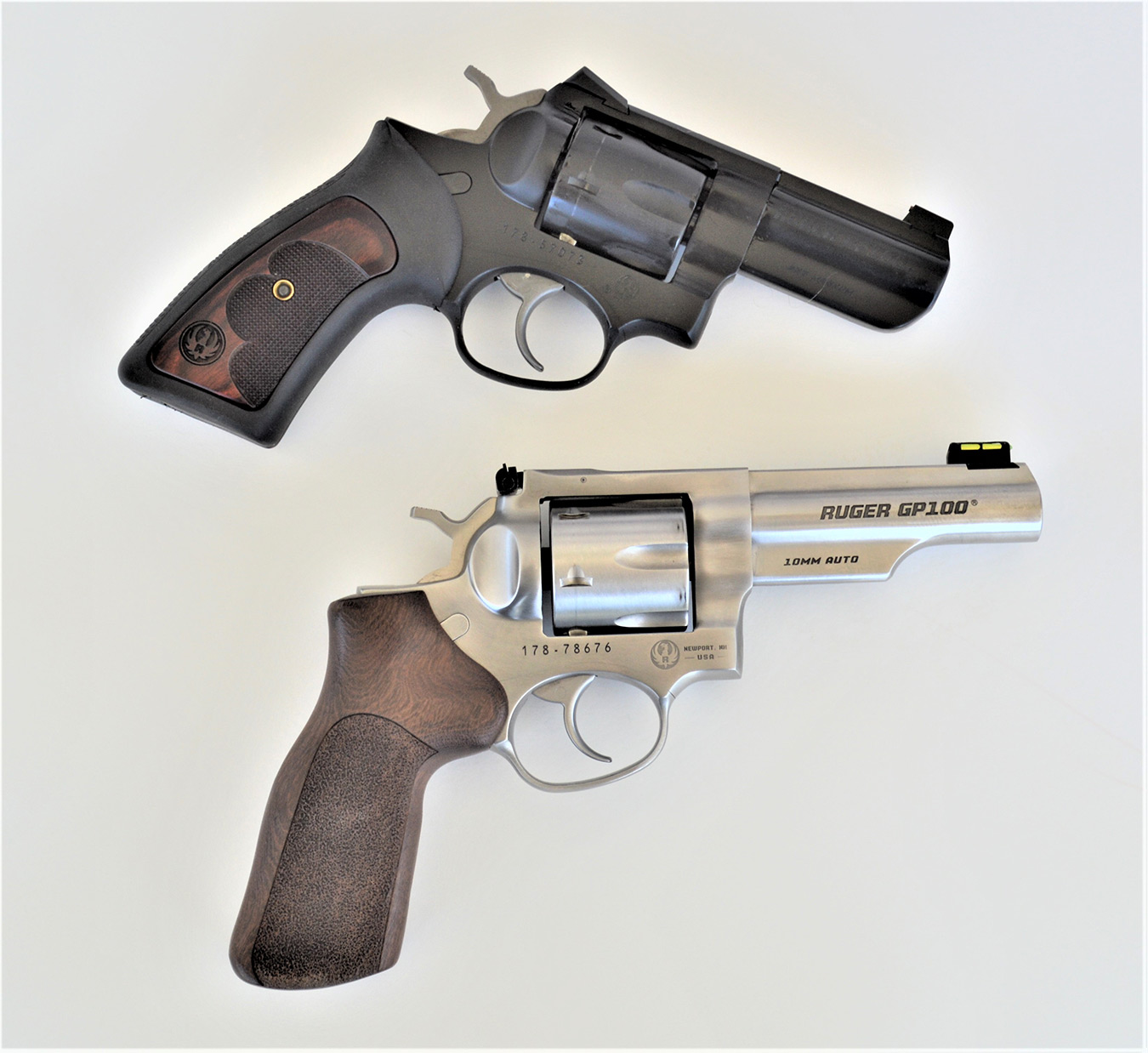 .357 Magnum revolver top and 10mm revolver bottom