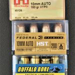 A wide assortment of 10mm ammunition