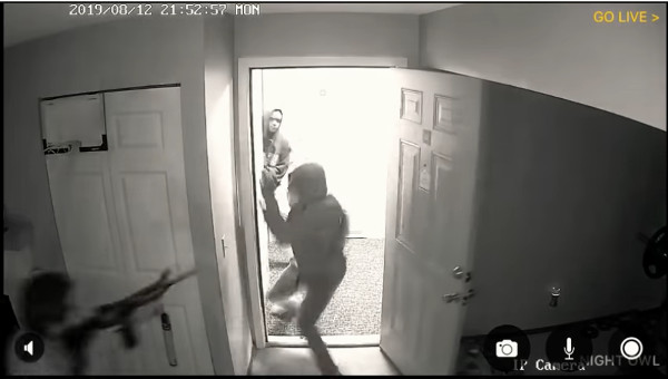 Armed good guy defending against home invaders