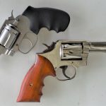 The Colt Cobra, top, and the Smith and Wesson Model 13, bottom