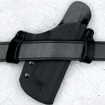 15 degree forward cant leather holster on a gun belt