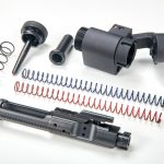 Deadfoot stock adapter with red and blue springs