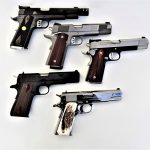 Five models of 1911 handguns