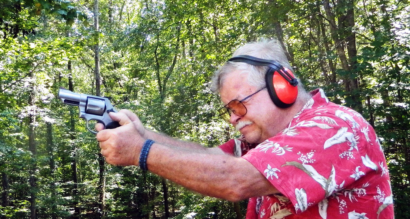 Bob Campbell shooting a round butt .44 Combat Magnum revolver