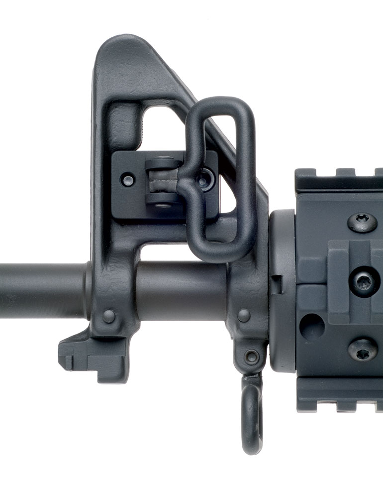 AR-15 front sight block with sling point attachment loop