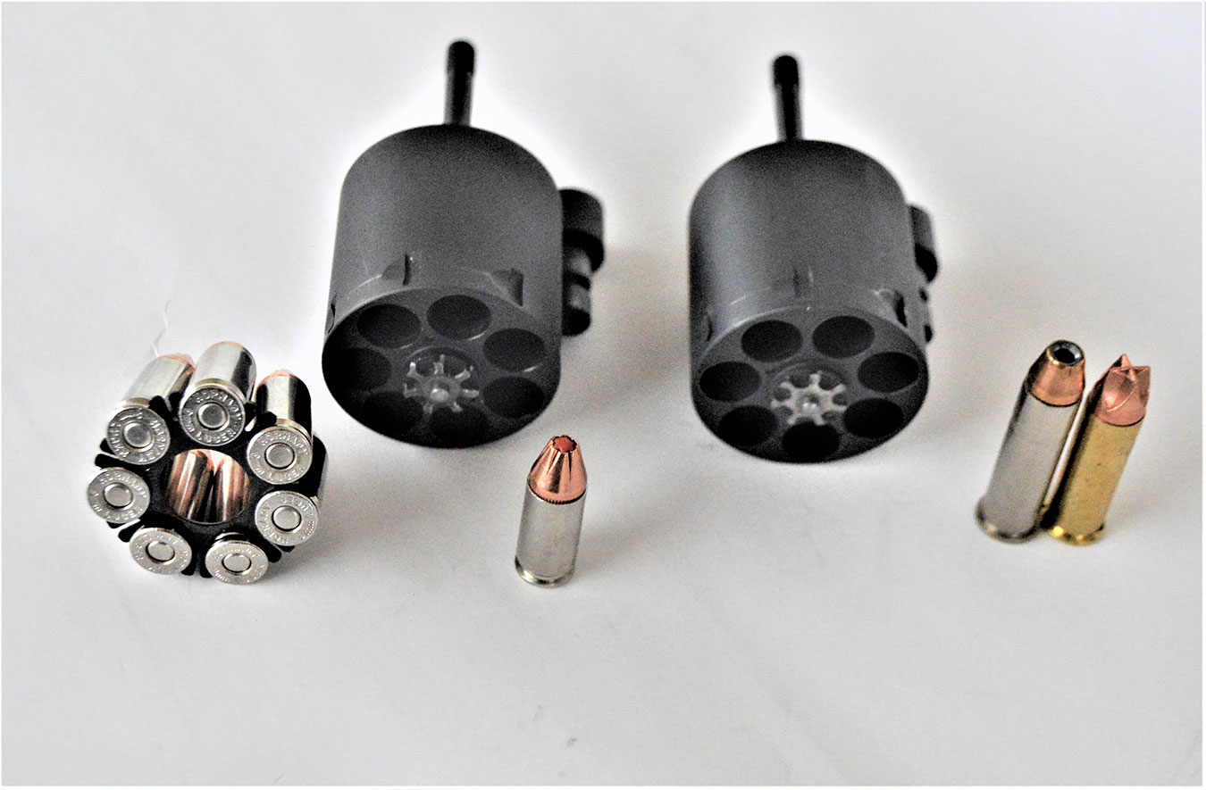 Taurus 692 with two empty cylinders for calibers ranging from 9mm to .357 Magnum