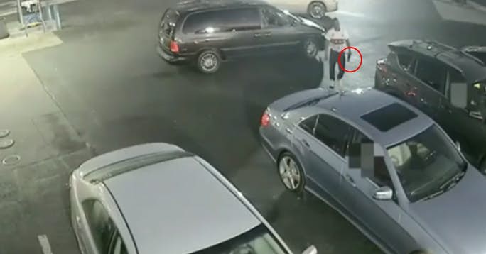 Video clip of a felon retrieving a handgun and approaching the off duty officer, an armed good guy