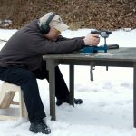 Shooting a 1911 pistol from a benchrest