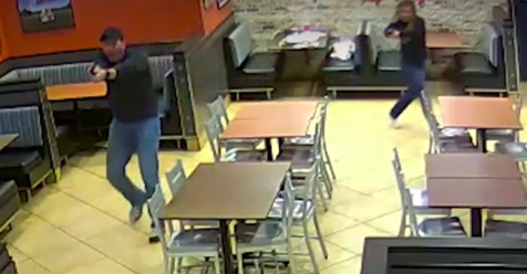Two off-duty cops, armed good guys, responding to a masked robber in a Cane's diner