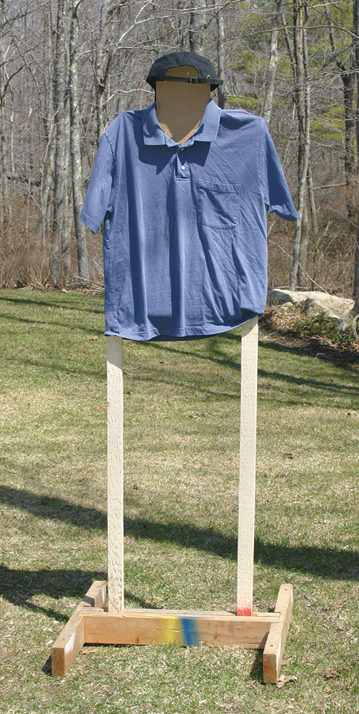 T-shirt placed over a cardboard IDPA target for street training