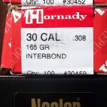 Red box of Hornady .30 Cal Interbond bullets